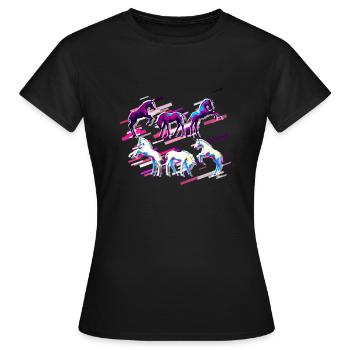 Einhorn Fohlen 80er Retro Violett - Frauen T-Shirt - Schwarz - Vorne - AI Model Female 172 dark (172cm)