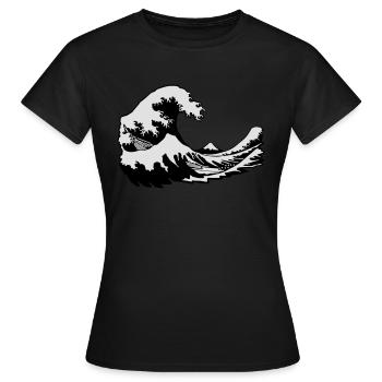 vague vue du mont Fuji print wave manga japon hoku - T-shirt Femme - noir - Devant - AI Model Female 172 dark (172cm)