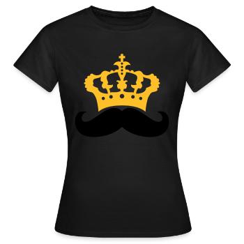 souverain roi couronne prince mustache moustachu - T-shirt Femme - noir - Devant - AI Model Female 172 dark (172cm)