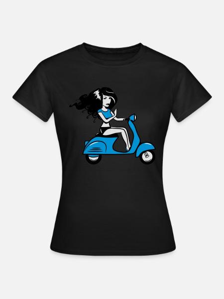 motorroller mädchen sexy - Frauen T-Shirt - Schwarz