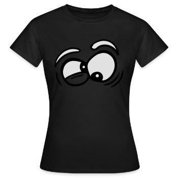 augen gucken schielen lachen grimasse verrückt cra - Frauen T-Shirt - Schwarz - Vorne - AI Model Female 172 dark (172cm)