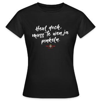 Heul doch, muss te wenja pinkeln -Berliner Dialekt - Frauen T-Shirt - Schwarz - Vorne - AI Model Female 172 dark (172cm)
