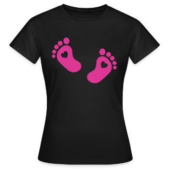 Pieds de bébé Pied de bébé rose - T-shirt Femme - noir - Devant - AI Model Female 172 dark (172cm)