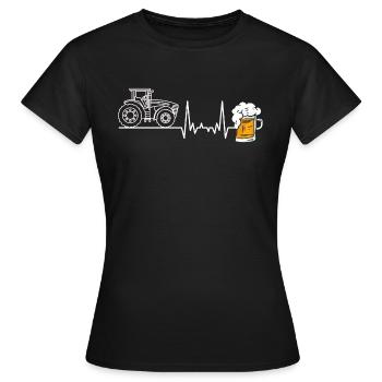 Traktor und Bier Puls - Frauen T-Shirt - Schwarz - Vorne - AI Model Female 172 dark (172cm)