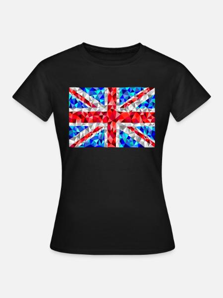 Union Jack in low poly diamond style - Women's T-Shirt - black