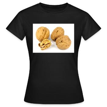 Des noisettes. noix et une noix craquelée - T-shirt Femme - noir - Devant - AI Model Female 172 dark (172cm)