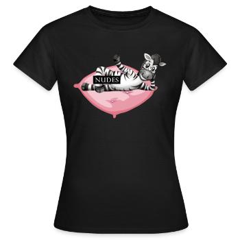 zèbre cool sur oreiller porno rose nus bombe sexuelle amusement - T-shirt Femme - noir - Devant - AI Model Female 172 dark (172cm)