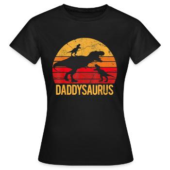 Vintage Retro Daddysaurus Gift For Fathers Day - Frauen T-Shirt - Schwarz - Vorne - AI Model Female 172 dark (172cm)
