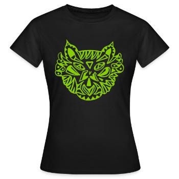Eulenkopf Tribal Ornament einfarbig - Frauen T-Shirt - Schwarz - Vorne - AI Model Female 172 dark (172cm)