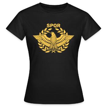 SPQR Adler Roman Flagge Wappen Reich - Frauen T-Shirt - Schwarz - Vorne - AI Model Female 172 dark (172cm)