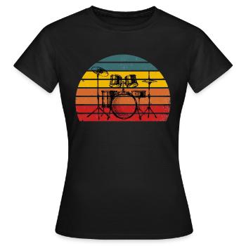 Schlagzeug Schlagzeuger Vintage Schlagzeuger Geschenk - Frauen T-Shirt - Schwarz - Vorne - AI Model Female 172 dark (172cm)