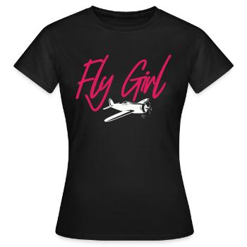 Pilote d’aviation Fly Girl - T-shirt Femme - noir - Devant - AI Model Female 172 dark (172cm)