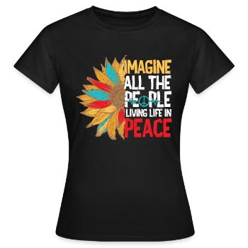 Mouvement Hippie Paix Fleur Pouvoir Paix - T-shirt Femme - noir - Devant - AI Model Female 172 dark (172cm)