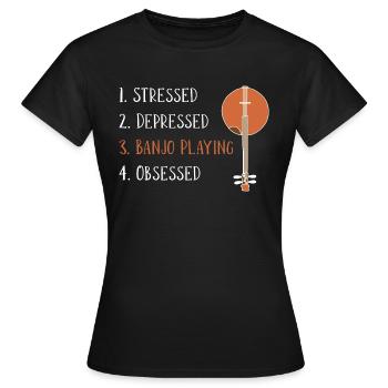 Banjo jouer banjo player instrument de musique - T-shirt Femme - noir - Devant - AI Model Female 172 dark (172cm)