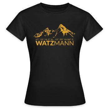 Watzmann GPS Koordinaten Breitengrad Längengrad - Frauen T-Shirt - Schwarz - Vorne - AI Model Female 172 dark (172cm)