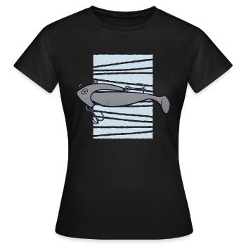 Angelrute Angelhaken Angelrute Angelhaken Inspirat - Frauen T-Shirt - Schwarz - Vorne - AI Model Female 172 dark (172cm)