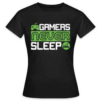 Vintage Gamer fun games never sleep - Women's T-Shirt - black - Front - AI Model Female 172 dark (172cm)