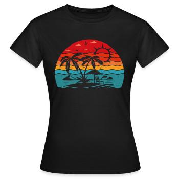 Vintage Summer Palm Beach - T-shirt Femme - noir - Devant - AI Model Female 172 dark (172cm)
