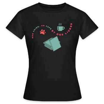 Mon chien un café des bouquins - T-shirt Femme - noir - Devant - AI Model Female 172 dark (172cm)