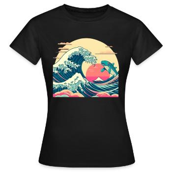 Wellenhai - Frauen T-Shirt - Schwarz - Vorne - AI Model Female 172 dark (172cm)