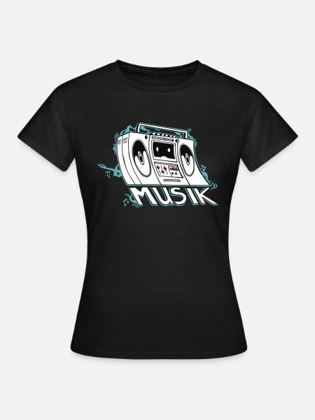 Ghettoblaster Musik Retro - Frauen T-Shirt - Schwarz