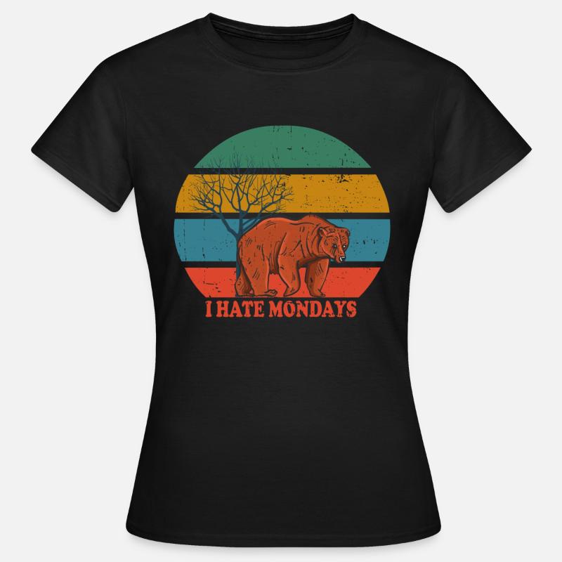 Retro Bear i hate mondays - Women's T-Shirt - black