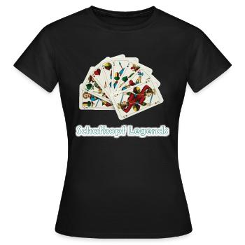 Schafkopf legends - Frauen T-Shirt - Schwarz - Vorne - AI Model Female 172 dark (172cm)