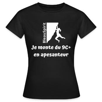 BleauSpirit 9C+ en apesanteur - T-shirt Femme - noir - Devant - AI Model Female 172 dark (172cm)