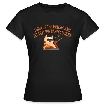 Drehen Sie das Mewsic auf - Frauen T-Shirt - Schwarz - Vorne - AI Model Female 172 dark (172cm)