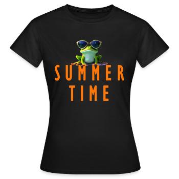 Grenouille heure d’été - T-shirt Femme - noir - Devant - AI Model Female 172 dark (172cm)