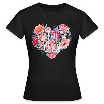 #tölt équipage Cute Flower Heart - T-shirt Femme - noir - Devant - AI Model Female 172 dark (172cm)