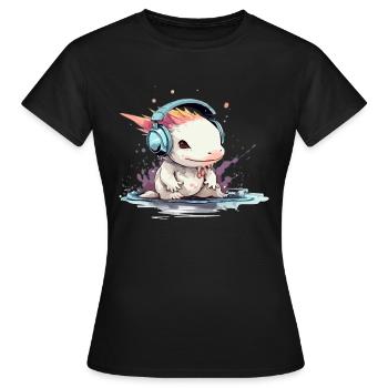 Bizi l'axolotl audiophile - T-shirt Femme - noir - Devant - AI Model Female 172 dark (172cm)