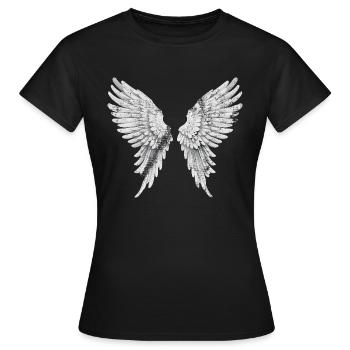 Symbol Grey Angel Wings Symbol - Women's T-Shirt - black - Front - AI Model Female 172 dark (172cm)