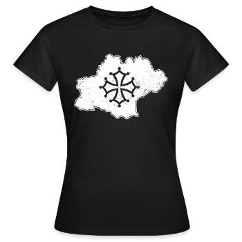 Regionen Frankreich Okzitanien Karte Occitanie - Frauen T-Shirt - Schwarz - Vorne - AI Model Female 172 dark (172cm)