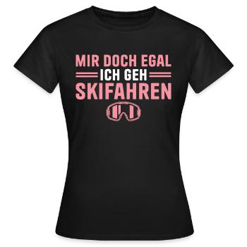 Skifahren Mir doch egal Skifahrerin Geschenk - Frauen T-Shirt - Schwarz - Vorne - AI Model Female 172 dark (172cm)