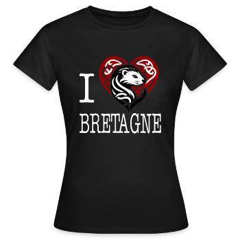 Ich liebe Bretagne Hermine Maline Light - Frauen T-Shirt - Schwarz - Vorne - AI Model Female 172 dark (172cm)
