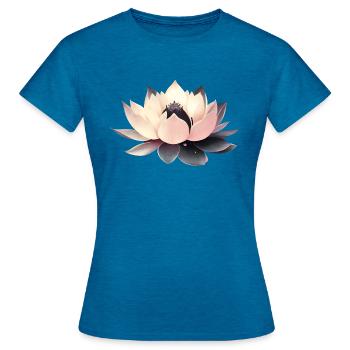 Lotusblume - Frauen T-Shirt - Antikblaues Saphir meliert - Vorne - AI Model Female 172 dark (172cm)
