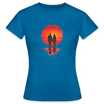 couple - T-shirt Femme - bleu saphir antique chiné - Devant - AI Model Female 172 dark (172cm)