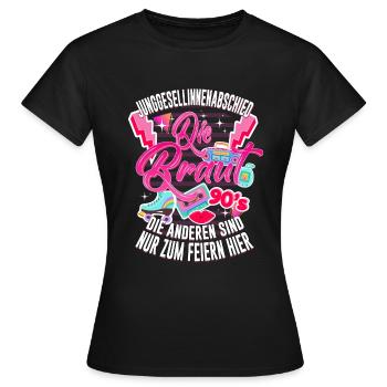 Die Braut 90er Retro Vintage Junggesellinen Party - Frauen T-Shirt - Schwarz - Vorne - AI Model Female 172 dark (172cm)