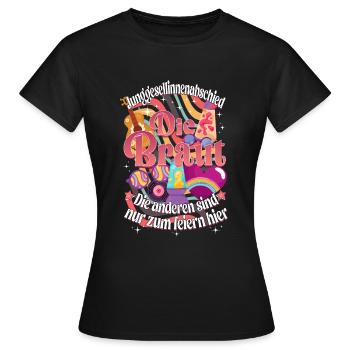 Die Braut 70er Retro Vintage Junggesellinen Party - Frauen T-Shirt - Schwarz - Vorne - AI Model Female 172 dark (172cm)