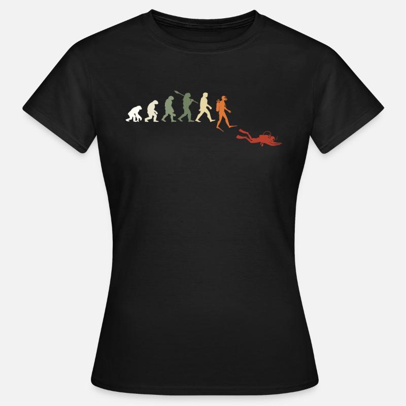 Plongée Évolution Rétro Cadeau Pour Plongeurs - T-shirt Femme - noir
