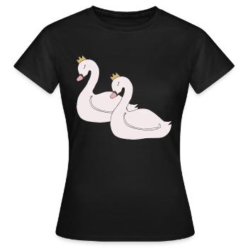 Cygne 2x - T-shirt Femme - noir - Devant - AI Model Female 172 dark (172cm)