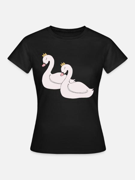schwan 2fach - Frauen T-Shirt - Schwarz