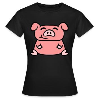 Assis Cochon Amour Petit Cochon Mignon - T-shirt Femme - noir - Devant - AI Model Female 172 dark (172cm)
