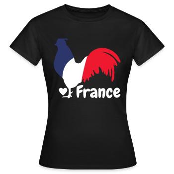 Coq français bleu blanc rouge - T-shirt Femme - noir - Devant - AI Model Female 172 dark (172cm)