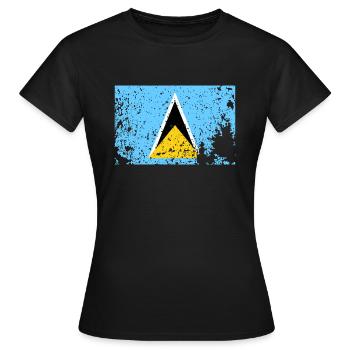 Drapeau grunge de Sainte-Lucie - Casties - Sainte-Lucie - T-shirt Femme - noir - Devant - AI Model Female 172 dark (172cm)