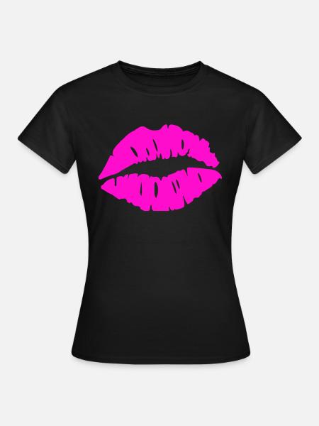 kuss lippen - Frauen T-Shirt - Schwarz