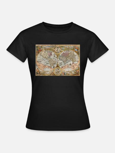 1594 Orbis Terrarum Typus Double Hemisphere World - T-shirt Femme - noir