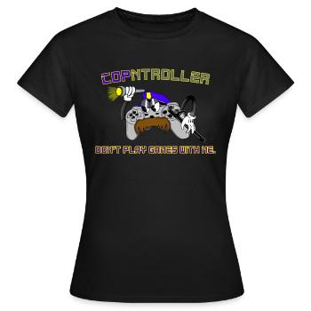 Cop-ntroller Spiele spielen Lustig Retro Gaming Gamer - Frauen T-Shirt - Schwarz - Vorne - AI Model Female 172 dark (172cm)