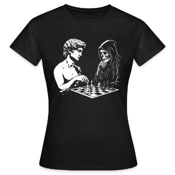 David Michelangelo plays chess with death - Women's T-Shirt - black - Front - AI Model Female 172 dark (172cm)